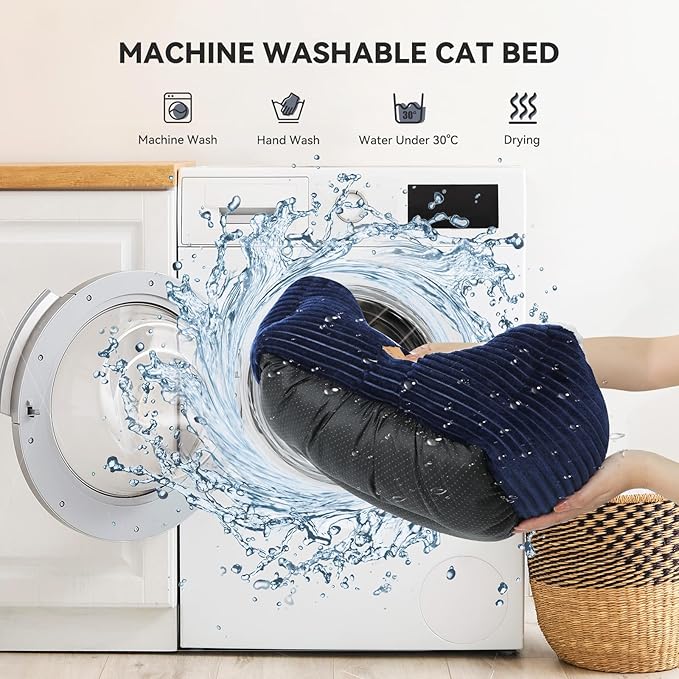 Cat Dog Bed for Pets, Rectangle Pet Bed Gift for Puppy and Kitten, Machine Washable Calming Fluffy Pet Couch Sofa for Indoor Outdoor, Portable Soft Cat Bed with Non-Slip Bottom (Small, Blue)