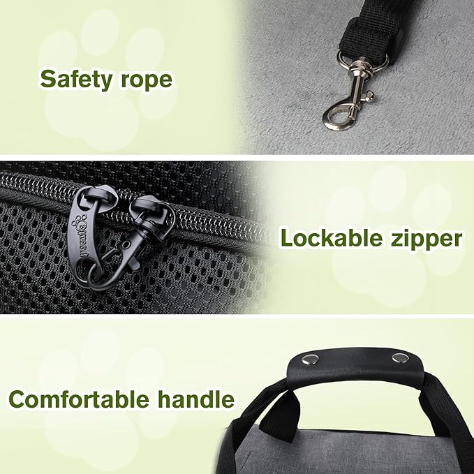 Pecute Expandable Cat Carrier, Soft Side Pet Carrier with Seat Belt, Dog Carriers for Small Dogs, Portable & Foldable Cat Bag Carrier Great for Travel, Outdoor, Hiking, Camping