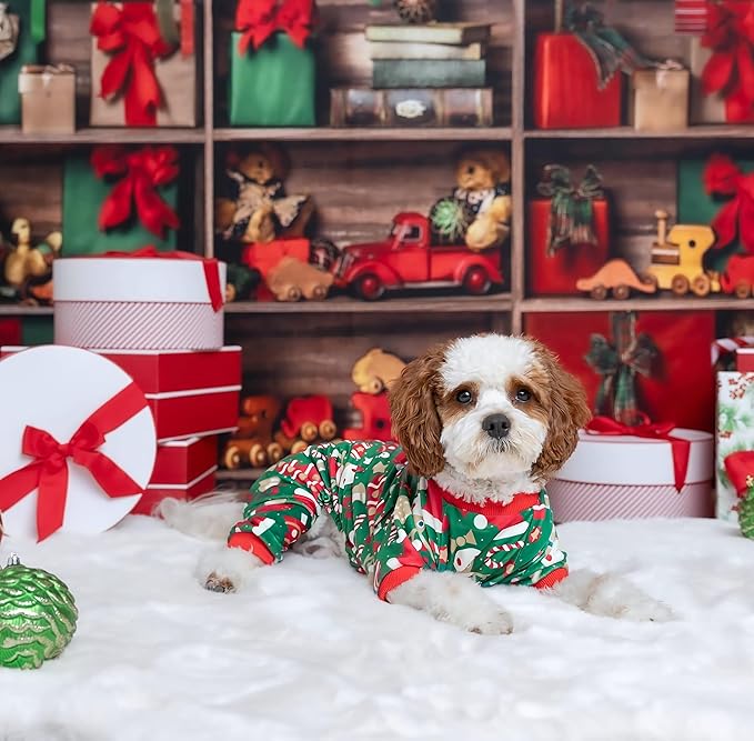 Fitwarm Christmas Dog Pajamas, Dog Winter Clothes for Small Dogs Boy Girl, Lightweight Velvet Pet Jammies, Red, Green, Small