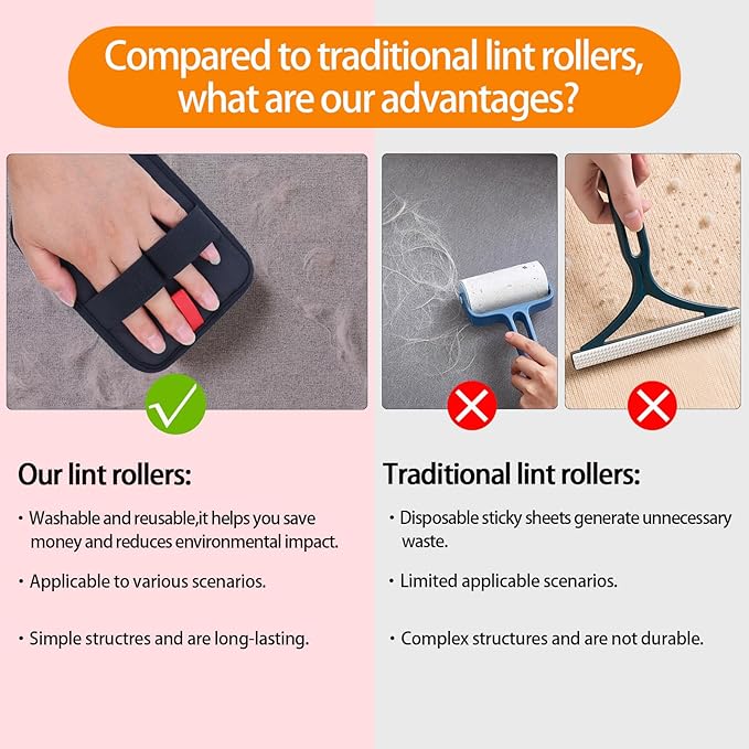 Pet Hair Removal Gloves, 2 Pack, Reusable Static Tech Grooming Mitts for Cats and Dogs, Washable Fur Remover for Furniture, Carpet, Car Seats