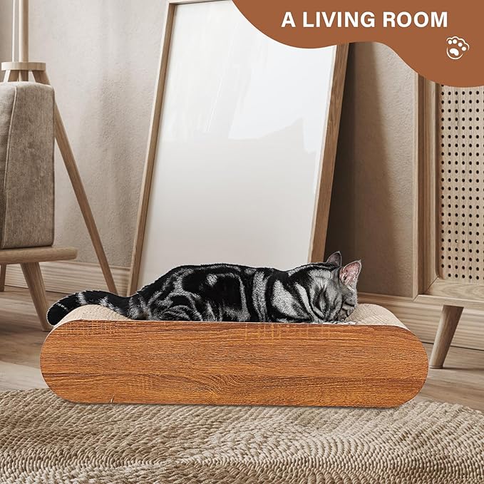 Cat Scratcher, Cardboard Lounge Bed, Bone Shape Design, Recyclable Corrugated Scratching Pad, Stable and Durable, Furniture Protector, Reversible, Brown