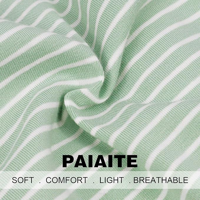 Paiaite Green Striped Dog Pajamas: 4-Legged Cotton Stretchable Jumpsuit Pjs - Lightweight Cozy Puppy Onesie Clothes, Comfortable Pet Sleepwear for Hair Shedding Coverage 2XL