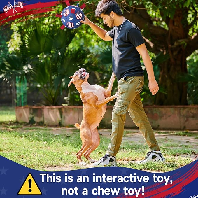 QDAN Dog Toys, Soccer Ball with Straps, Durable Dogs Balls for Extra Large Breeds, Beach Pool Water Toy, Dog Birthday Gifts, Herding Balls (9 Inch)