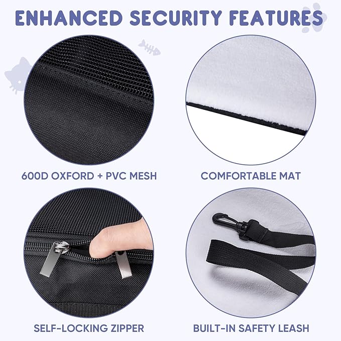 BALEINE Cat Carrier, Puppy Dog Carrier for Small Medium Pets Up to 22 Lbs, Soft-Sided Dog Travel Bag with Safety Zippers, Collapsible Pet Carrying Case (Black, XL, 19"x12"x12")