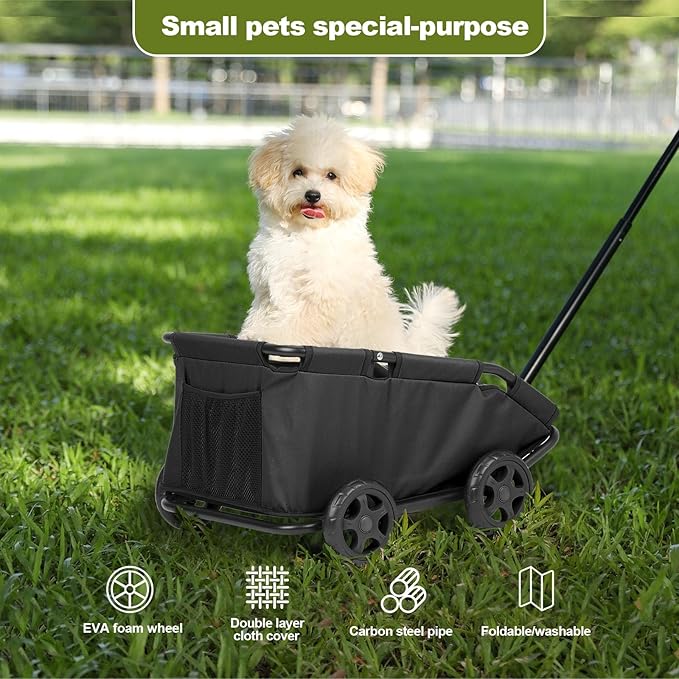 Dog Stroller 4 Wheels Folding Dog Cart Pet Stroller for Travelling Shopping Walking Playing for Small Dogs Cats (Black)