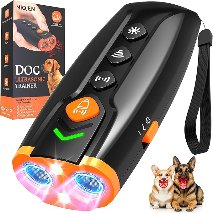 Dog Bark Deterrent Devices, Ultrasonic Anti Barking Device for Dogs, Stopping Own or Neighbor's Dog Barking, Rechargeable & Portable Dog Training Device, Safe & Effective for Indoor & Outdoor Use