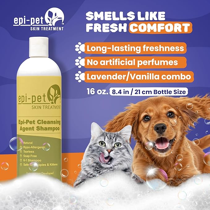 Puppy Safe 6in1 Pet Shampoo, Shampoo for Dogs with Deshedding Coat, Dry Itchy Skin, Hypoallergenic and Sensitive Skin, Scented Vanilla and Lavender (16 Fl oz (Pack of 2), 16 Fl oz)