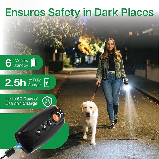 Dog Bark Deterrent Devices, Ultrasonic Anti Barking Device for Dogs, Stopping Own or Neighbor's Dog Barking, Rechargeable & Portable Dog Training Device, Safe & Effective for Indoor & Outdoor Use