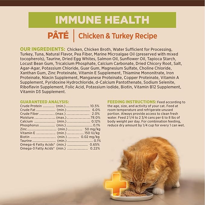 Wellness CORE+ Immune Health Pate Adult Wet Cat Food, Natural, Protein-Rich, Grain Free, 2.8 Ounce, 12 Pack (Chicken & Turkey)
