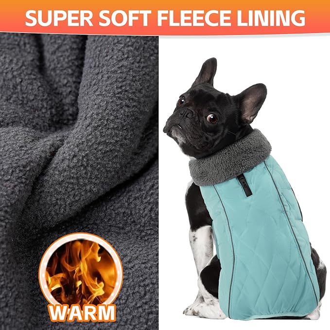 Doglay Dog Coat, Waterproof Dog Jacket Pet Winter Coat for Cold Weather with Thicken Furry Collar, Reflective Puppy Winter Jacket Warm Fleece Lining for Small Medium Large Pets