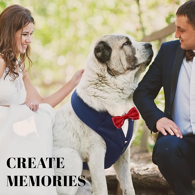 AVERYDAY Dog Tuxedo for Wedding Outfit, Dog Suit and Tie Costumes for Birthday, Halloween, Cosplay, Christmas Party, Pet Formal Wear with Bowtie, Tux for Medium Large Dogs, Bulldog, Labrador, Husky
