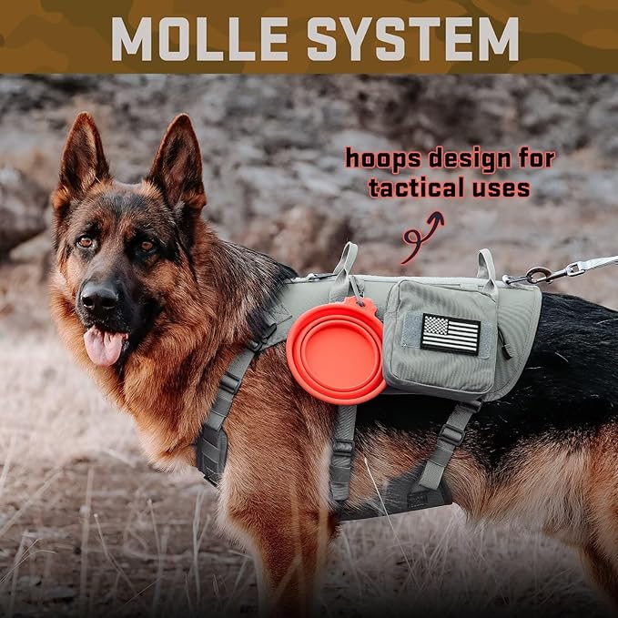 Forestpaw Dog Harness Medium Sized,Tactical Dog Harness with Handle,No Pull Military Style Service Dog Vest with Pockets Adjustable for Medium Dogs,Gray,Chest 21.5-45"