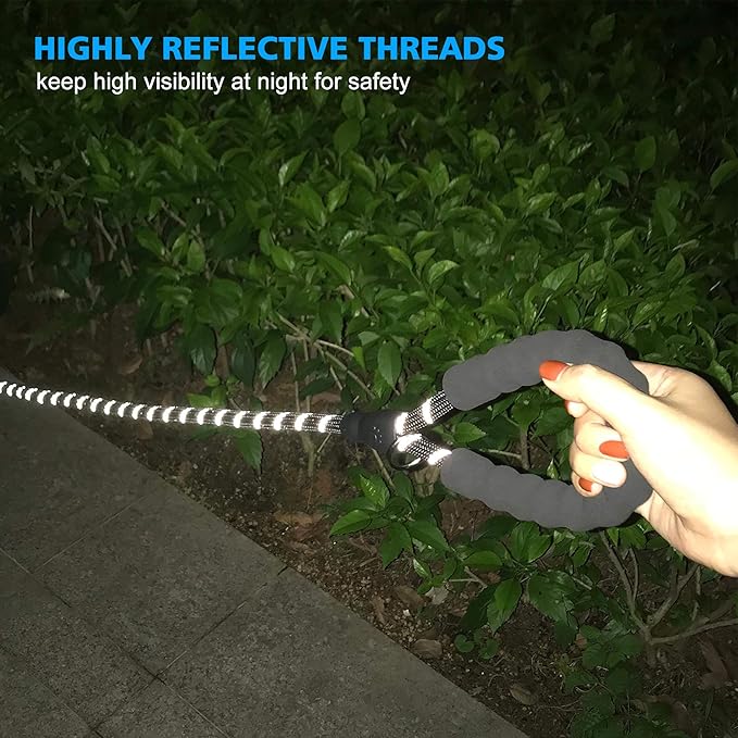 Reflective Dog Collar Padded with Soft Neoprene Breathable Adjustable Nylon Dog Collars for Small Medium Large Dogs (Large (Pack of 1), Black Collar+Leash)