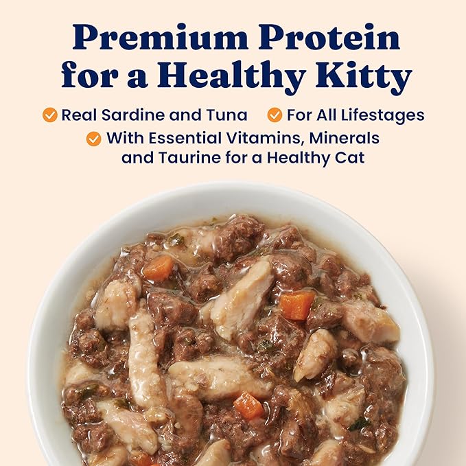 Solid Gold Wet Cat Food Shreds in Gravy - Canned Cat Food Made w/Real Tuna & Sardine - Five Oceans Grain Free 16ct/6oz Can