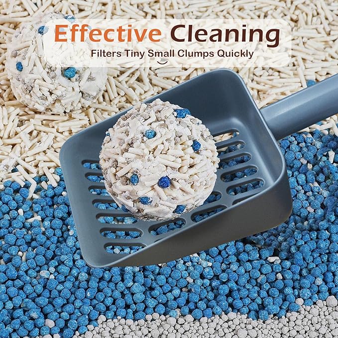 Cat Pooper Scooper, 2 in 1 Cat Litter Scoop with Holder Stand Cat Stuff Cat Scooper for Litter Box Cat Accessories Cat Supplies Kitty Litter Scoop Heavy Duty and Easy Clean Scoop Away Cat Litter