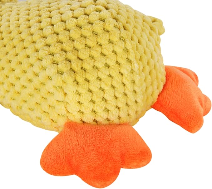 Tamu style Calming Yellow Duck Dog Toy – 11 Inch, Plush, Squeaky, Silly Face, Composite Fabric, Embroidered Eyes for Small and Medium Dogs