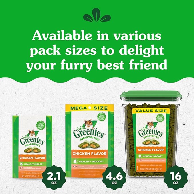 Greenies Feline Smartbites Hairball Control for Cats Chicken Flavor 16oz