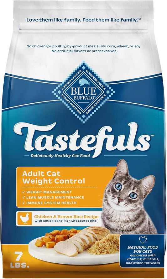 Blue Buffalo Tastefuls Natural Food for Adult Cats, Weight Control, 7-lb. Bag