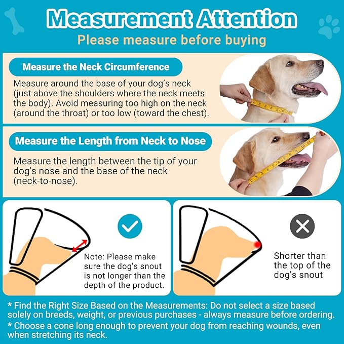 Dog Cone, Transparent Recovery Collar for Large Medium Small Pets, Adjustable Length, Soft Cone for Dogs to Stop Licking, Padded Elizabethan Collar with Elastic Loops After Surgery Patented