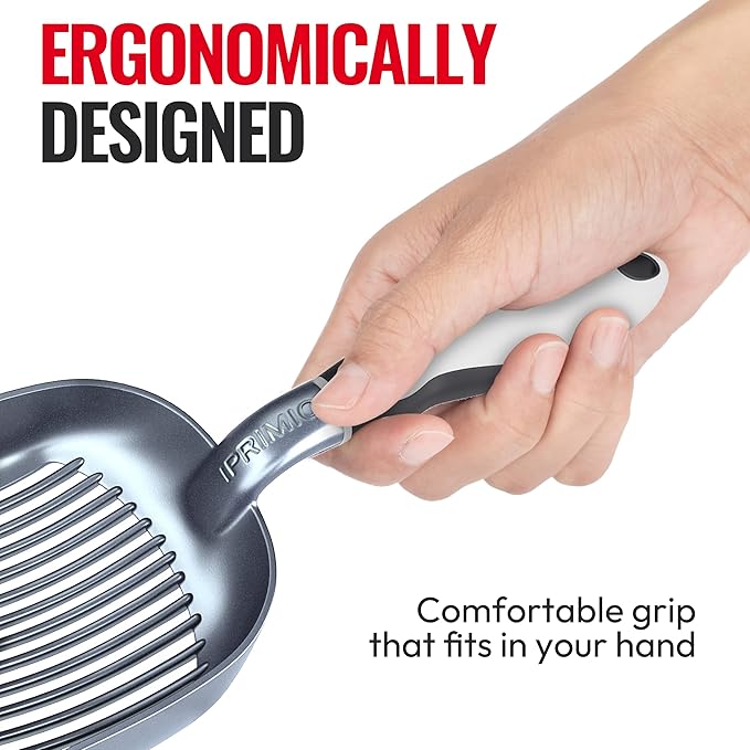 Sifter w/ Deep Shovel Cat Litter Scoop - Designed by Cat Owners - Durable Plastic Cat Litter Scooper for Litter Box - Solid Strong Handle. By iPrimio. Patented Kitty Litter Scoop