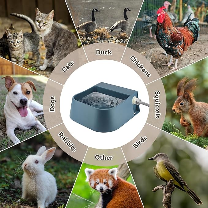 Enjoying Automatic Water Dispenser for Dogs Cats, Automatic Chicken Waterer with 3/4'' Anti-Bite Metal Hose and Float Valve, Outdoor Dog Water Bowl