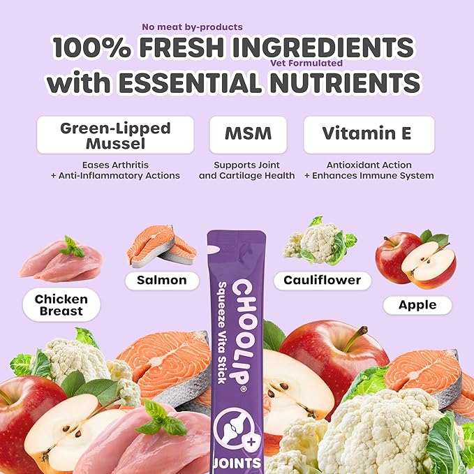 Squeeze Vita Stick Lickable Cat and Dog Treats – 49-Count Joint Support Sticks with Multivitamins, Soft Squeezable Paste for All Life Stages, Supporting Joint Health