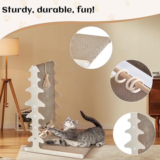 Monday To Sunday® Cat Scratch Pad, CardboardL Shape Vertical CatScratchers for Indoor Cats, Scraching Cardboard Large Size, Indoor Cat Post(Fishbone)