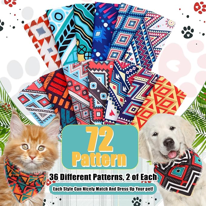 Amylove 120 Pcs Halloween Dog Bandanas Bulk Thanksgiving Day Holiday Triangle Dog Pack Puppy Kerchief Bandana Adjustable Pet Scarf for Pet Cat Costume Accessories Decor(Geometry)