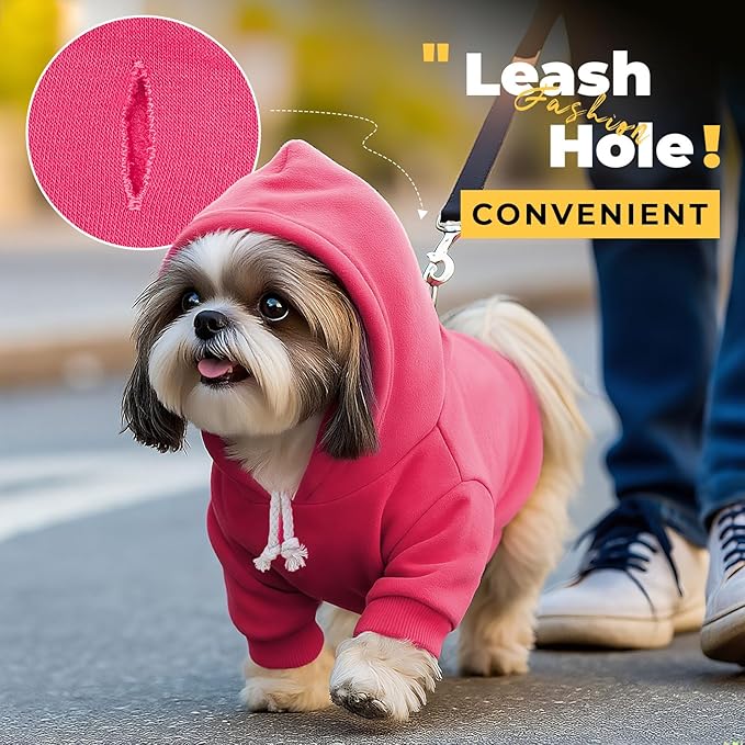 PETCARE Dog Hoodie Sweaters for Small Medium Dogs Cats Cute Soft Warm Fleece Puppy Sweaters Dog Clothes Hoodies Sweatshirt Reflective Fall Winter Chihuahua Yorkie French Bulldog Outfits, Hot Pink