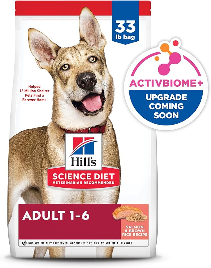Hill's Science Diet Adult 1-6, Adult 1-6 Premium Nutrition, Dry Dog Food, Salmon & Brown Rice, 33 lb Bag