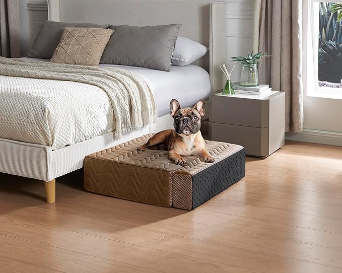 Dog Stairs for Bed, Dog Steps for High Bed, Pet Steps for Small Dogs and Cats, Non-Slip Balanced Pet Ramp Indoor (Brown, 18.2" H x 15" W x 24" L, 4)