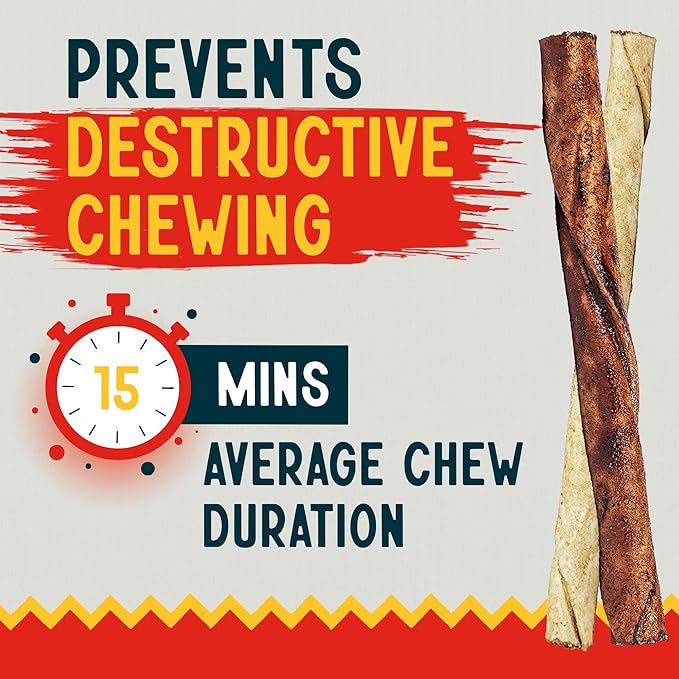 Canine Chews Beef & Chicken Basted Rawhide Twists - Dog Bones for Small Dogs - Rawhide Bones for Medium Dogs - Helps Promote Dental Health - 50 Beef & 50 Chicken Treats