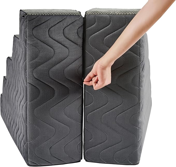 Dog Stairs for Bed, Dog Steps for High Bed, Pet Steps for Small Dogs and Cats, Non-Slip Balanced Pet Ramp Indoor (Grey, 22.5" H x 16" W x 30" L, 5)