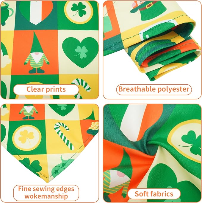St. Patricks Day Dog Bandanas for Medium Dog Breed 7 Pcs Small Dog Bandanas Hemming Seam Edge Adjustable Dogs Scarves Grooming M