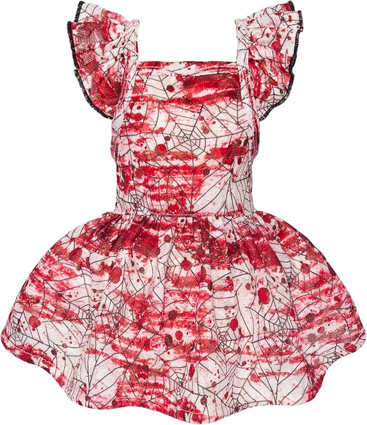 Fitwarm Halloween Spiderweb Dog Dress, Funny Dog Halloween Costumes, Doggy Clothes for Small Dogs Girl, Pet Apparel, Red, White, Black, XS