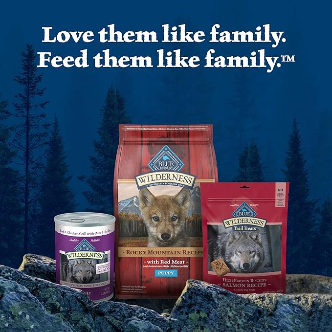 Blue Buffalo Wilderness High-Protein Rocky Mountain Recipe Dry Food for Puppies, Red Meat & Grains, 28-lb Bag