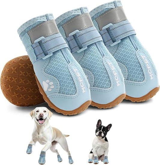 Hcpet Dog Shoes, Dog Boots for Large Dogs, Breathable Dog Booties Paw Protector for Summer Hot Pavement, Winter Snowy Day, Outdoor Walking, Indoor Hardfloors Anti Slip Sole Blue Size 6