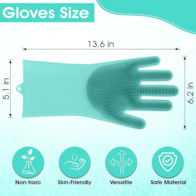 Pet Grooming Gloves - High-Density Silicone Gloves with Enhanced Five Finger Design for Washing, Bathing and Massaging Dogs and Cats (Green)