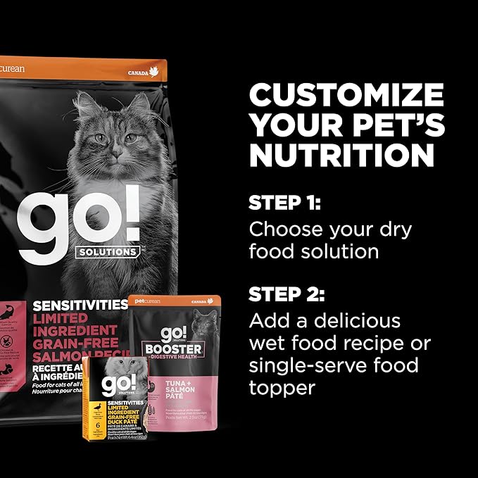 Go! Solutions Sensitivities Limited Ingredient, Grain-Free Dry Cat Food, Salmon Recipe for Sensitive Stomach, 6 lb Bag