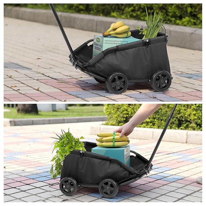 Dog Stroller 4 Wheels Folding Dog Cart Pet Stroller for Travelling Shopping Walking Playing for Small Dogs Cats (Black)