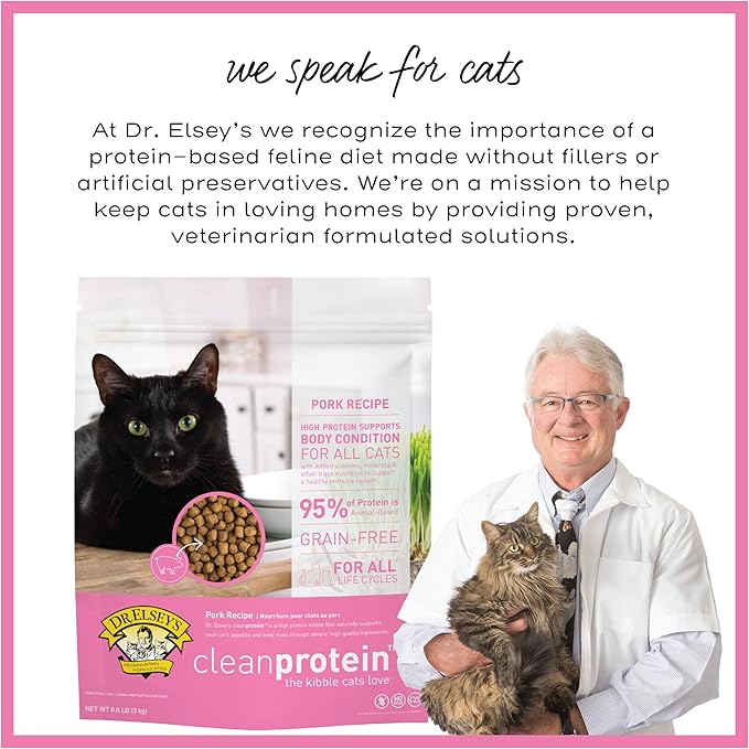 Dr. Elsey's cleanprotein Pork Cat Kibble 6.6 lb. Bag