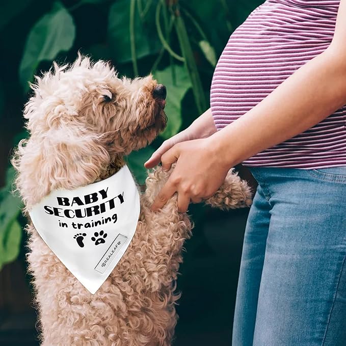 Realeaf Baby Security in Training Dog Bandanas Pet Scarf for Medium and Large Dogs Pregnancy Announcement Pet Accessories Pregnancy Reveal Ideas(Baby Security in Training, Large)