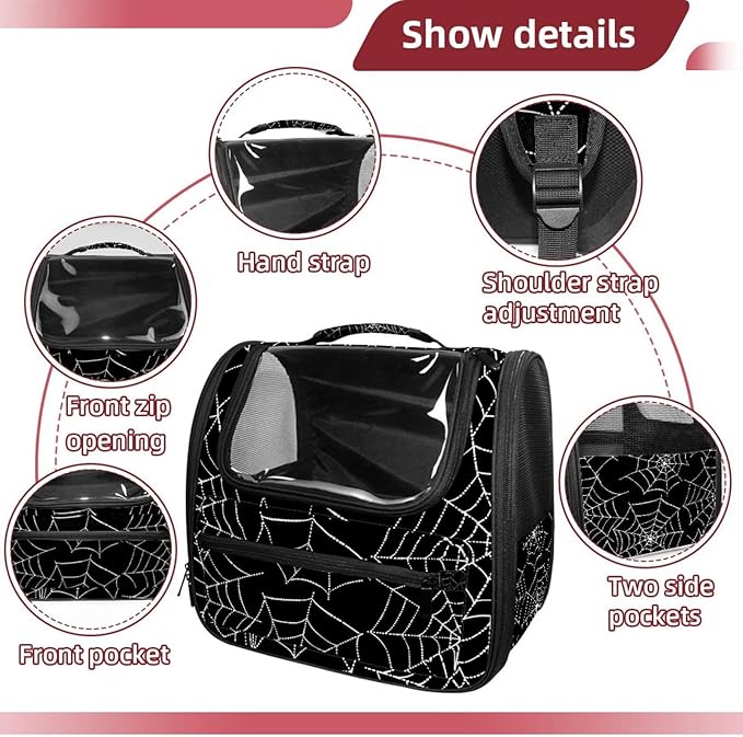 Spider Web Transparent Pet Carrier for Travel Hiking for Kitty Small Dog