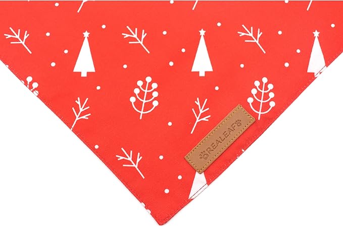 Realeaf Christmas Dog Bandanas 2 Pack, Reversible Red Green Pet Scarf for Boy and Girl, Premium Durable Fabric, Xmas Holiday Bandana for Small Medium Large and Extra Large Dogs (Large)