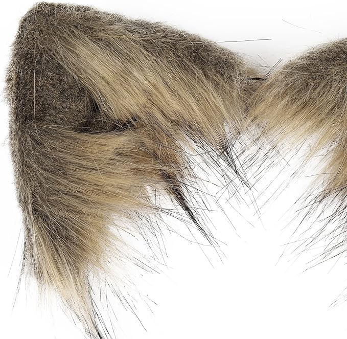 Cat Ears and Wolf Fox Animal Tail Cosplay Costume Faux Fur Hair Clip Headdress Halloween Leather Neck Chocker Set