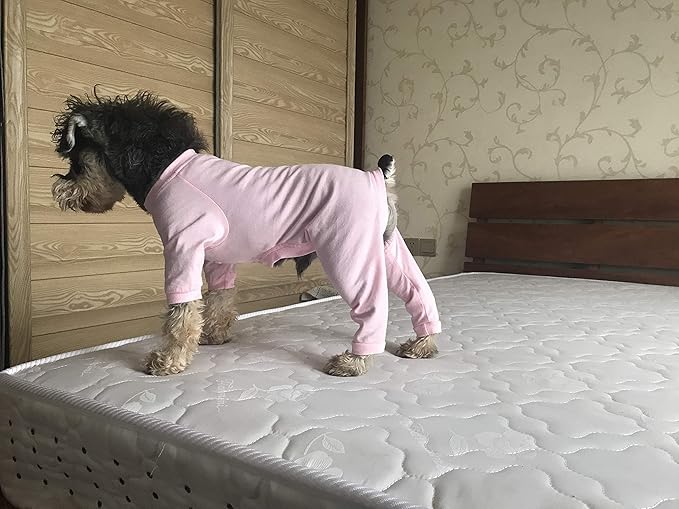 Lovelonglong Four Feet Dog Lightweight Pajamas, Pure Cotton Dog Jumpsuits 4 Legs Dog Onesies T-Shirt Stylish PJS Puppy Costume for Large Medium Small Dogs Pink XS