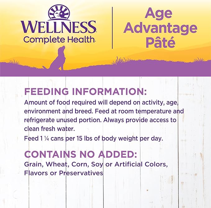 Wellness Complete Health Natural Wet Canned Dog Food, Age Advantage Chicken & Sweet Potato, 12.5-Ounce Can (Pack of 12)