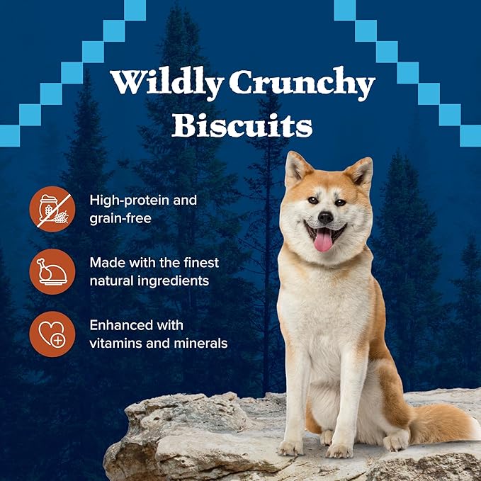 Blue Buffalo Wilderness Trail Treats Crunchy Dog Biscuits Grain-Free and High-Protein Dog Treats, Turkey Recipe 36-oz Box