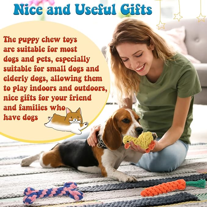 Sumind 12 Pcs Dog Rope Toys for Aggressive Chewers Valentine Gifts for Puppy Animal Rope Chew Toy Interactive Toys for Small Medium Large Dog Pets Puppy Playtime, 12 Styles(Giraffe)