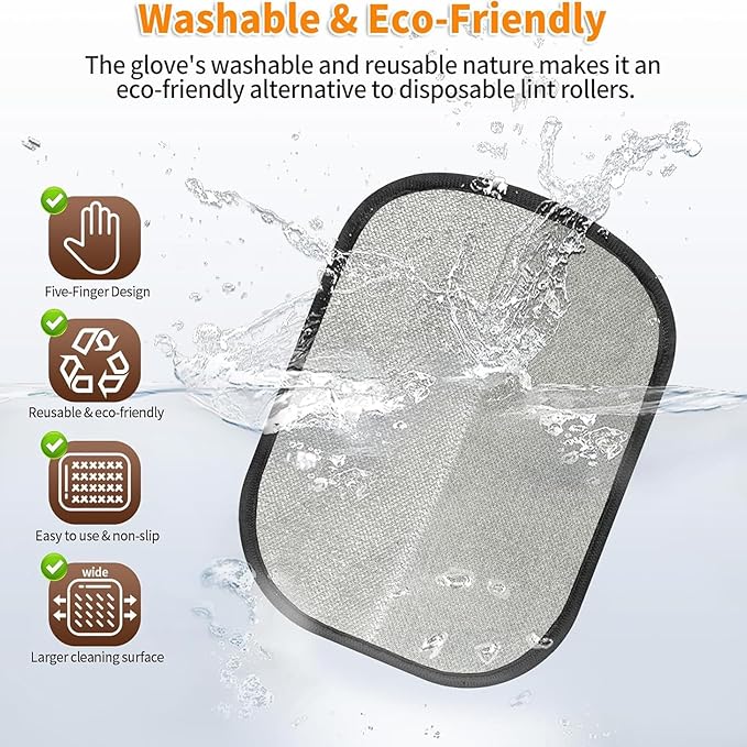 Pet Hair Removal Glove for Cats & Dogs, Upgraded Five-Finger Electrostatic Pet Hair Gloves, Laundry, Couch, Carpet, Car Seat for Reusable Magic Brush Pet Hair Remover Tool